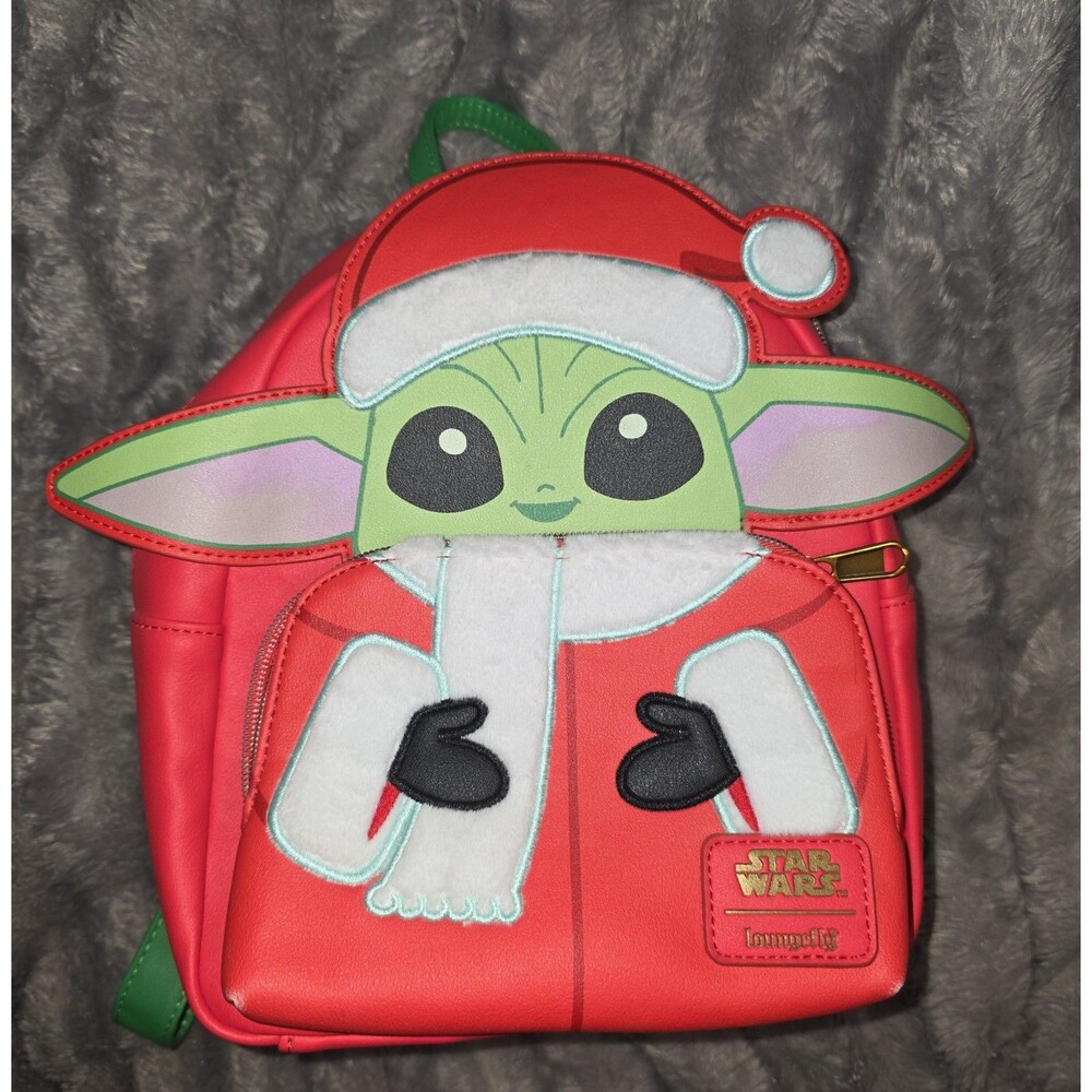 Like New grogu the child baby Yoda Christmas Santa clause mini backpack bookbag!